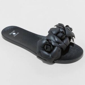 Shade & Shore Mallory Floral Jelly Slides Sandals Women’s Size 9 Black